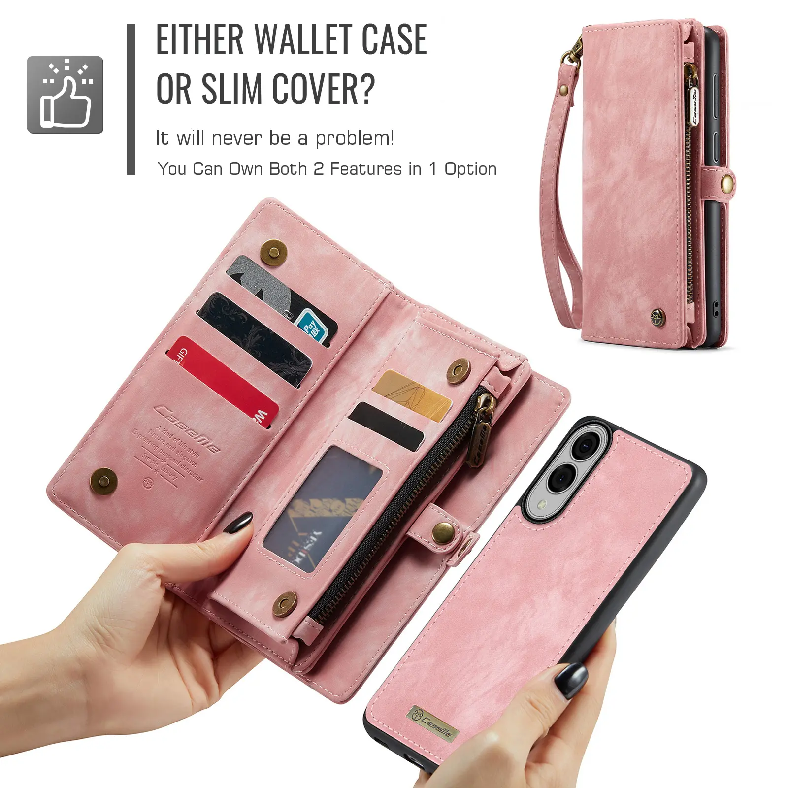 Multi-slot Plånboksfodral Samsung Galaxy S25 Edge Rosa