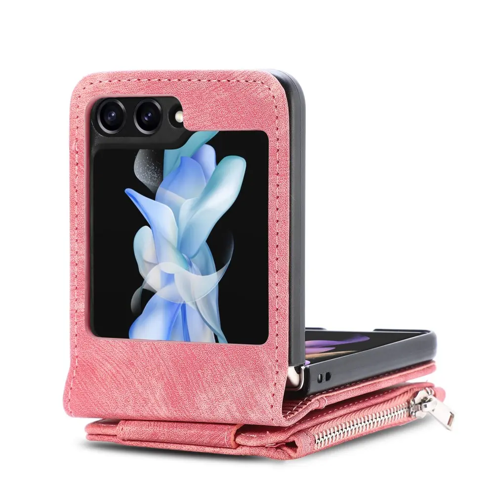 Mobilfodral Multi-slot Zipper Samsung Galaxy Z Flip 7 FE Rosa