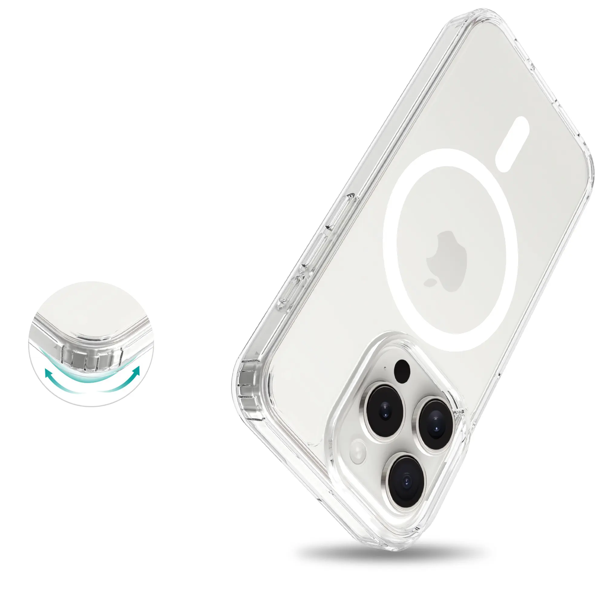 Hybridskal MagSafe iPhone 15 Pro Genomskinlig