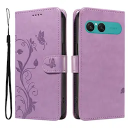 Sony Xperia 10 VII Mobiletui med sommerfugler, Lilla