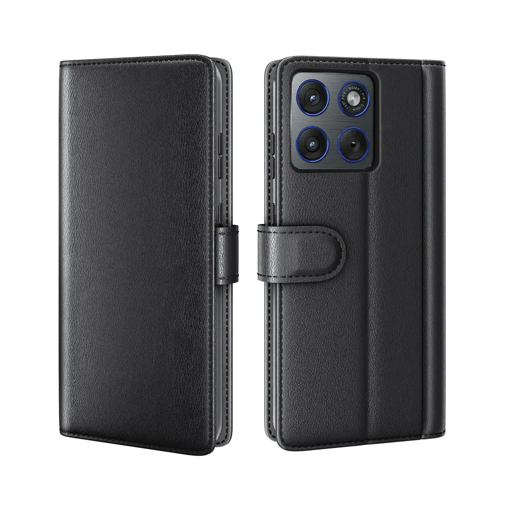 Motorola Edge 70 Lommeboketui i ekte skinn, Svart