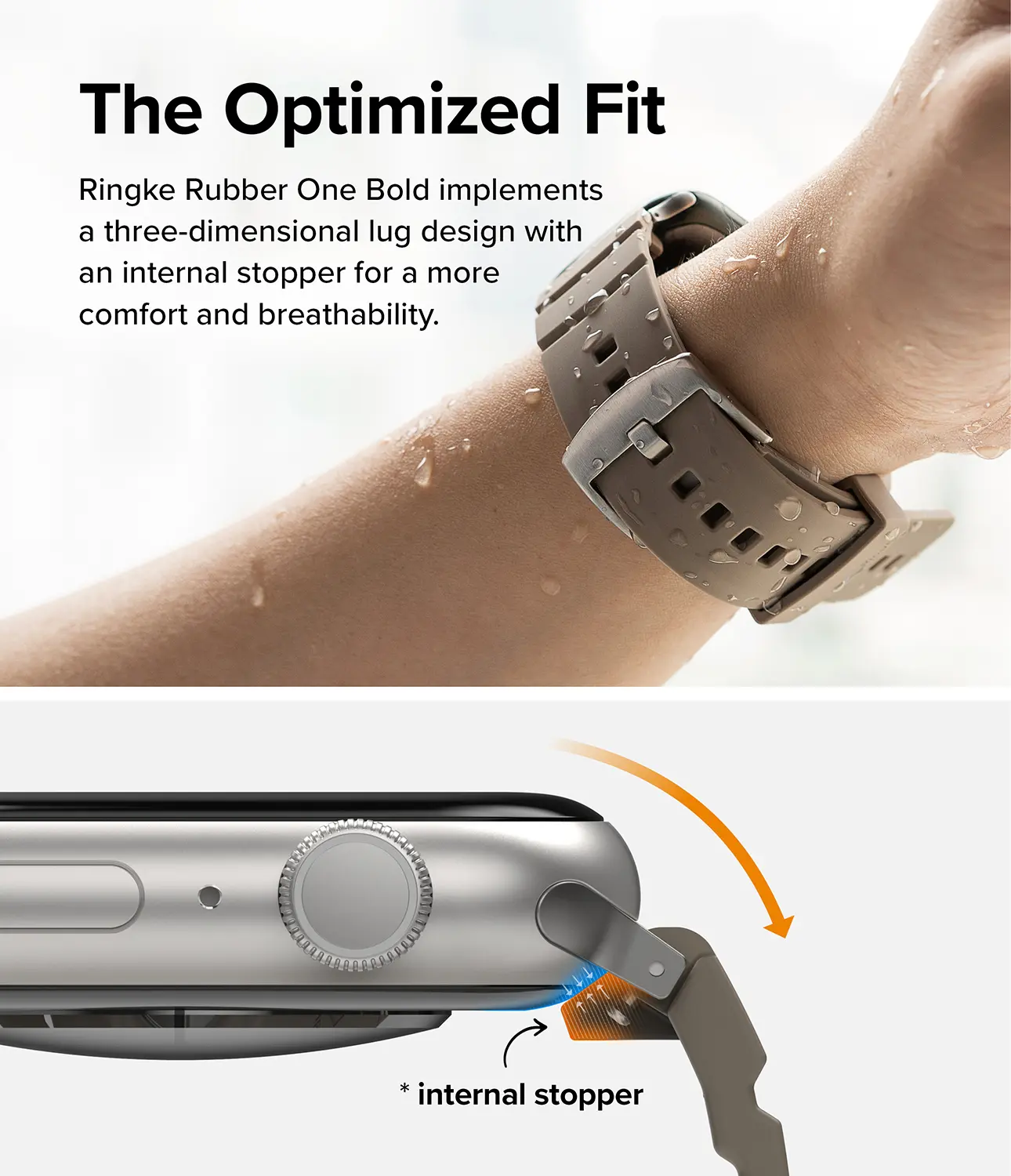 Rubber One Bold Band Apple Watch Series 9 45mm Gray Sand