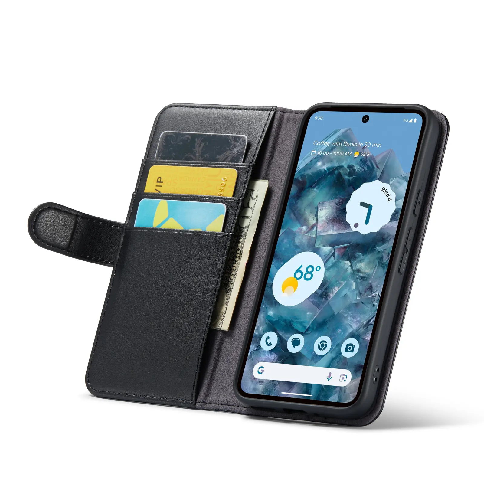 Äkta Läderfodral Google Pixel 9 Pro Svart