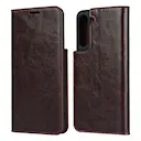 Mobiltaske Ægte Læder Samsung Galaxy S21 Mørkebrun