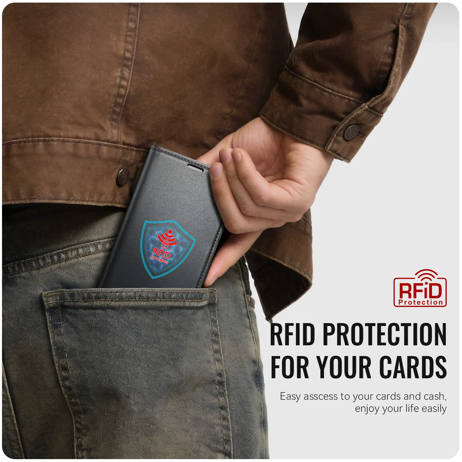 Slim Plånboksfodral RFID-skydd Google Pixel 11 Svart