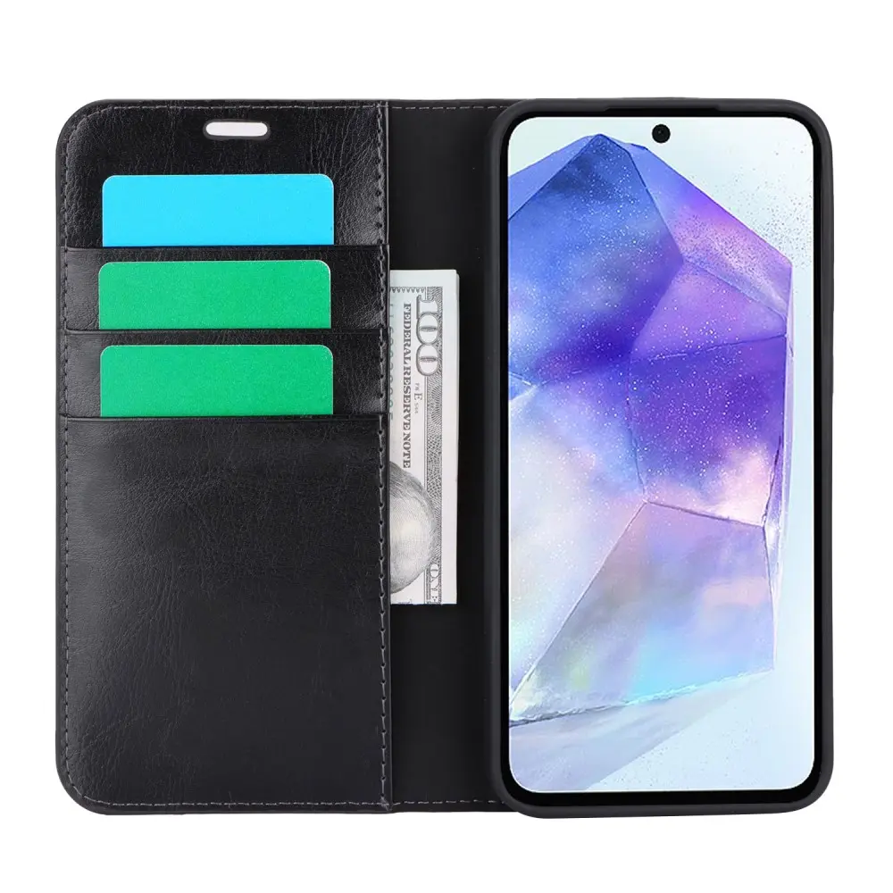 Mobilfodral Äkta Läder Samsung Galaxy A55 Svart