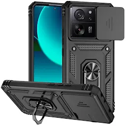 Xiaomi 13T Cover med kamerabeskyttelse & fingerring, Sort