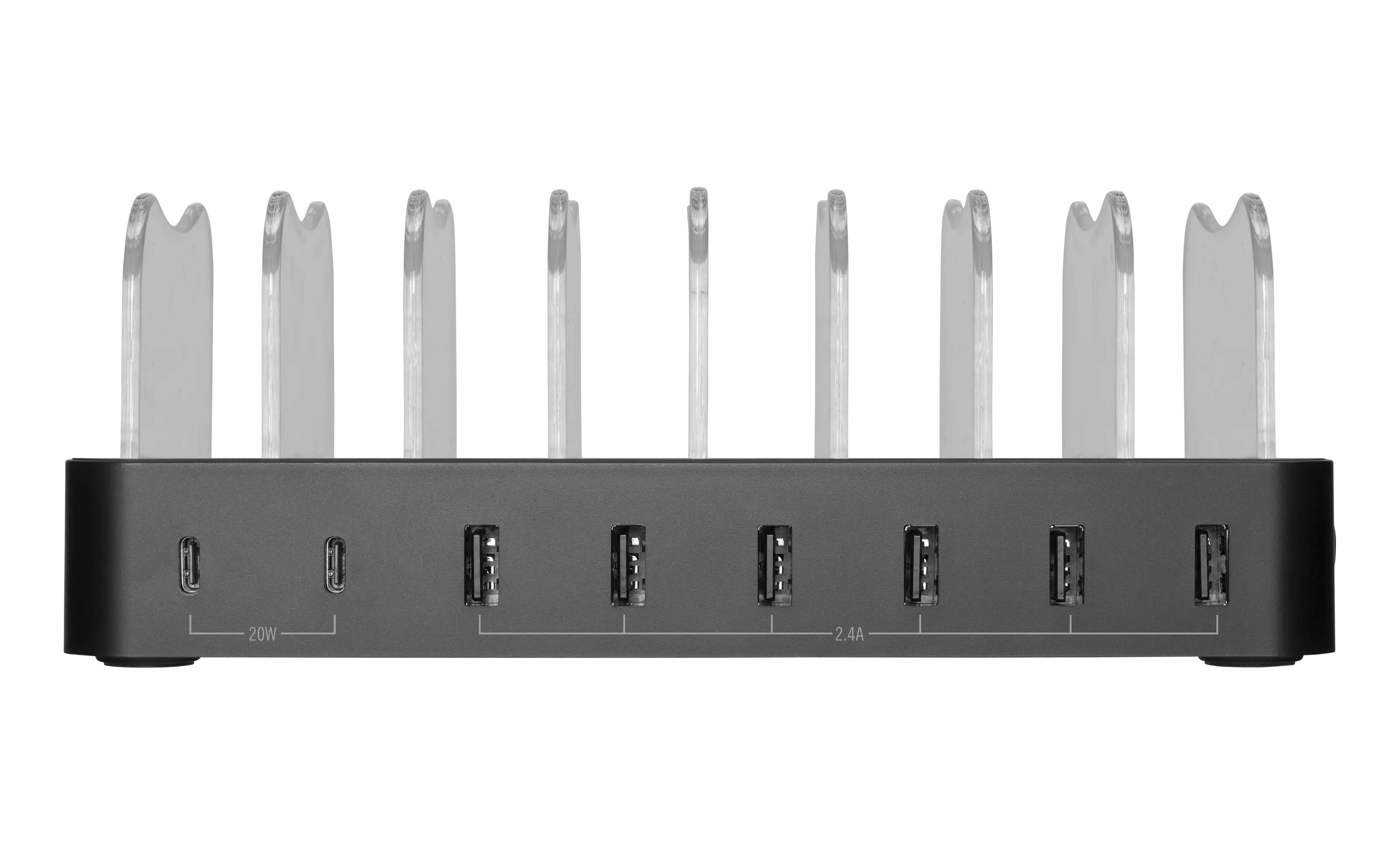 Laddningsstation 8-enheter 6x USB-A, 2x USB-C 75W svart