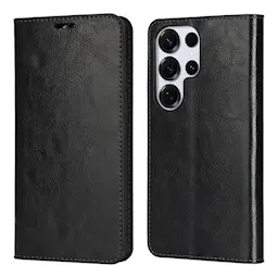 Mobiltaske Ægte Læder Samsung Galaxy S26 Ultra Sort