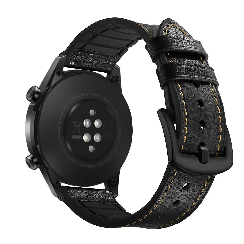Premium Läderarmband Huawei Watch GT 2 Pro/Watch GT 2 46mm/Watch GT 2e/Watch GT Svart