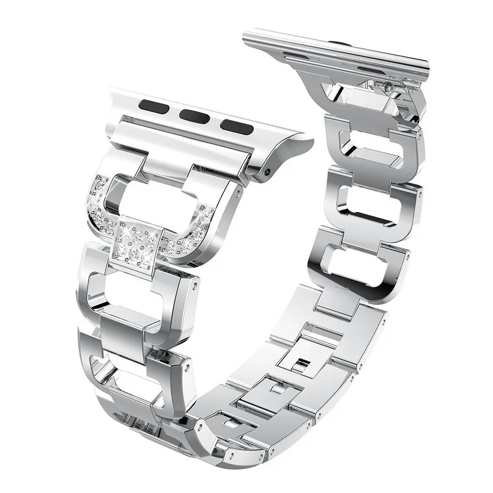 Rhinestone Bracelet Apple Watch Series 4-6 44mm Silver