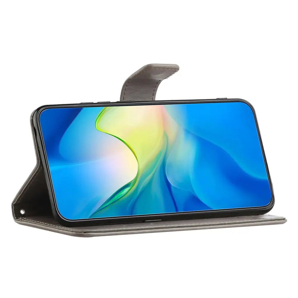 Läderfodral Fjärilar Samsung Galaxy S25 Grå