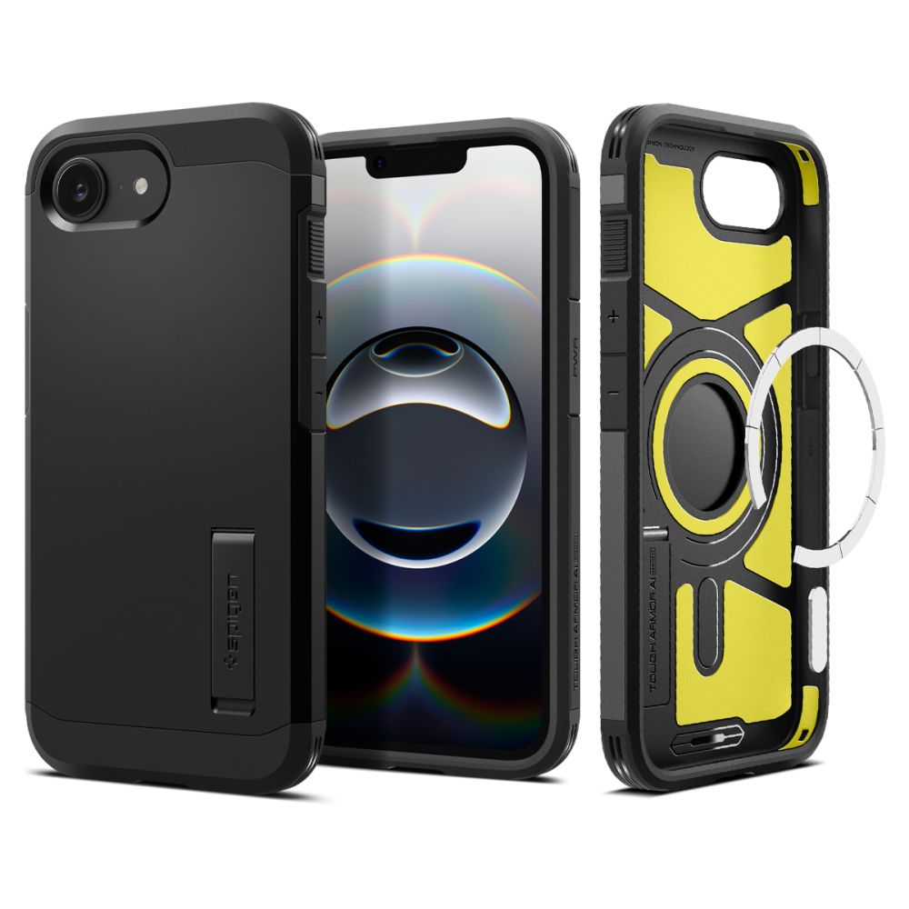 Spigen iPhone 16e Case Tough Armor MagSafe Black - Puhelimen kuoret - MagSafe