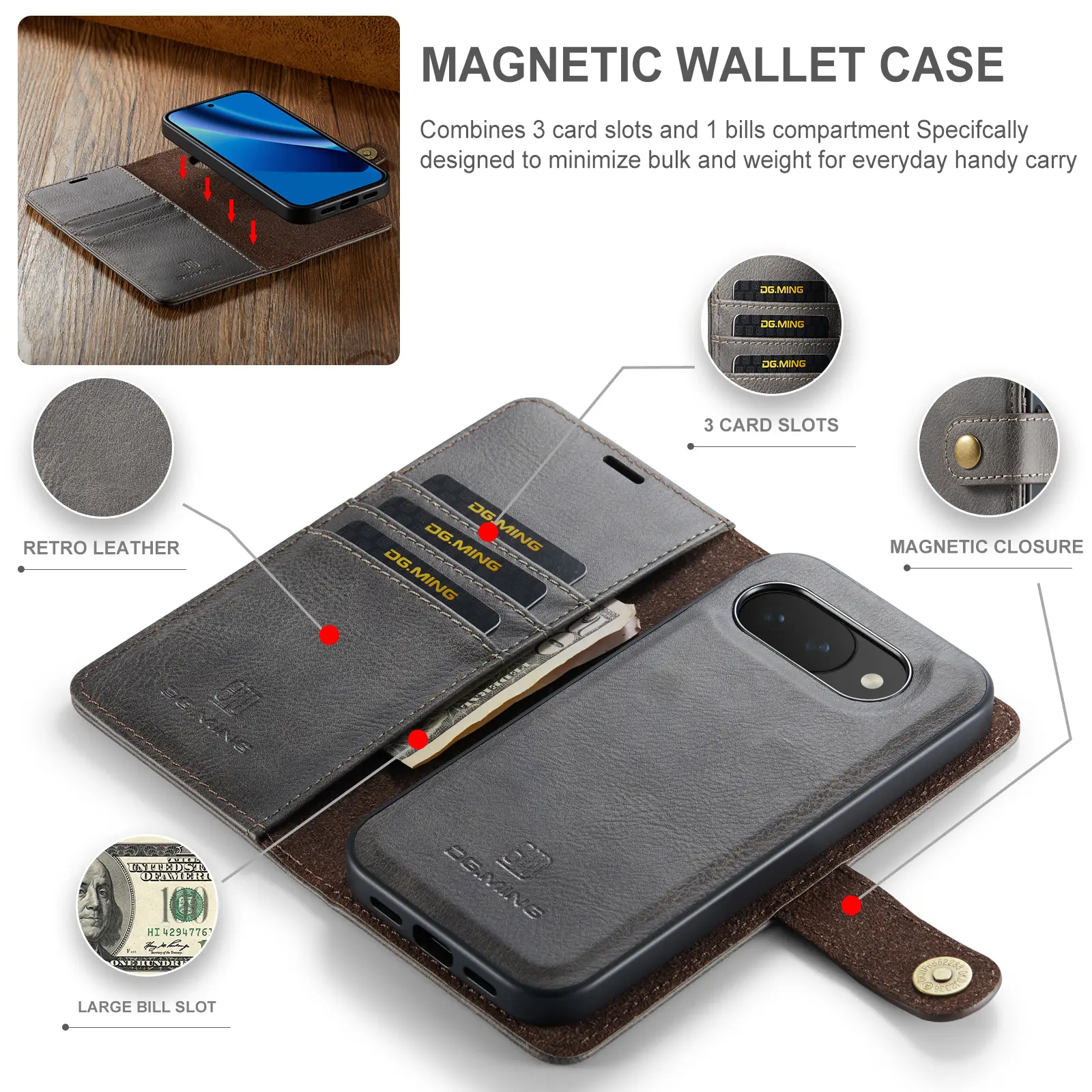 Magnet Wallet Google Pixel 10a Brown