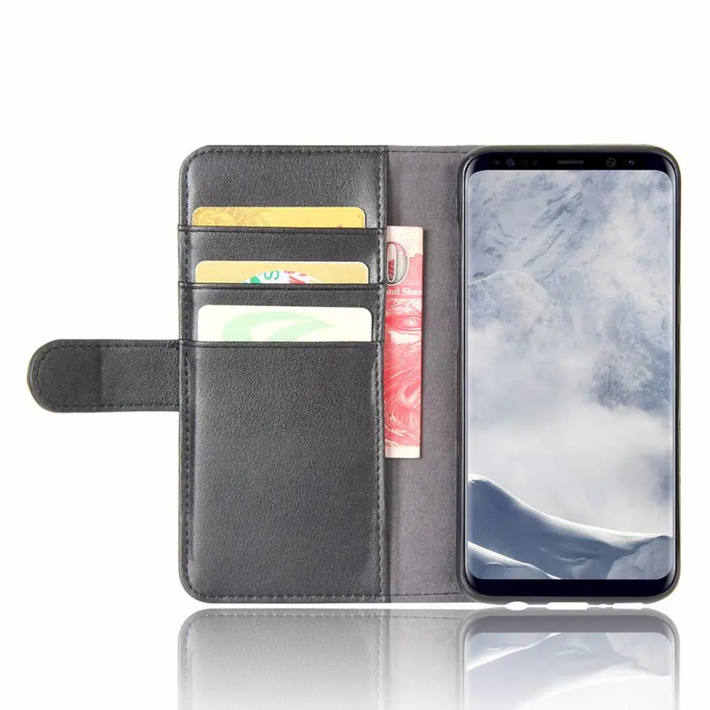 Äkta Läderfodral Samsung Galaxy S8 Plus Svart