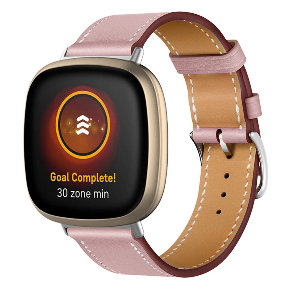 Fitbit Versa 4 Reim Lær Rosa - Stilig armbånd i lær