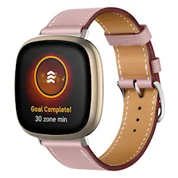 Fitbit Versa 4 Armbånd i ægte læder, Lyserød