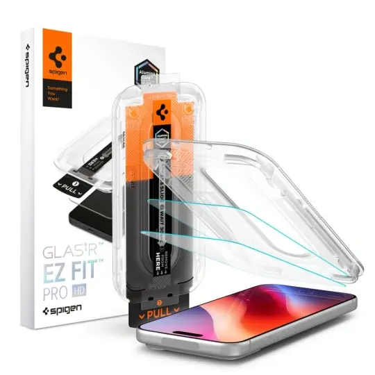 iPhone 18 Pro Skærmbeskytter med monteringsramme (2-pak) GLAS.tR EZ Fit Pro HD