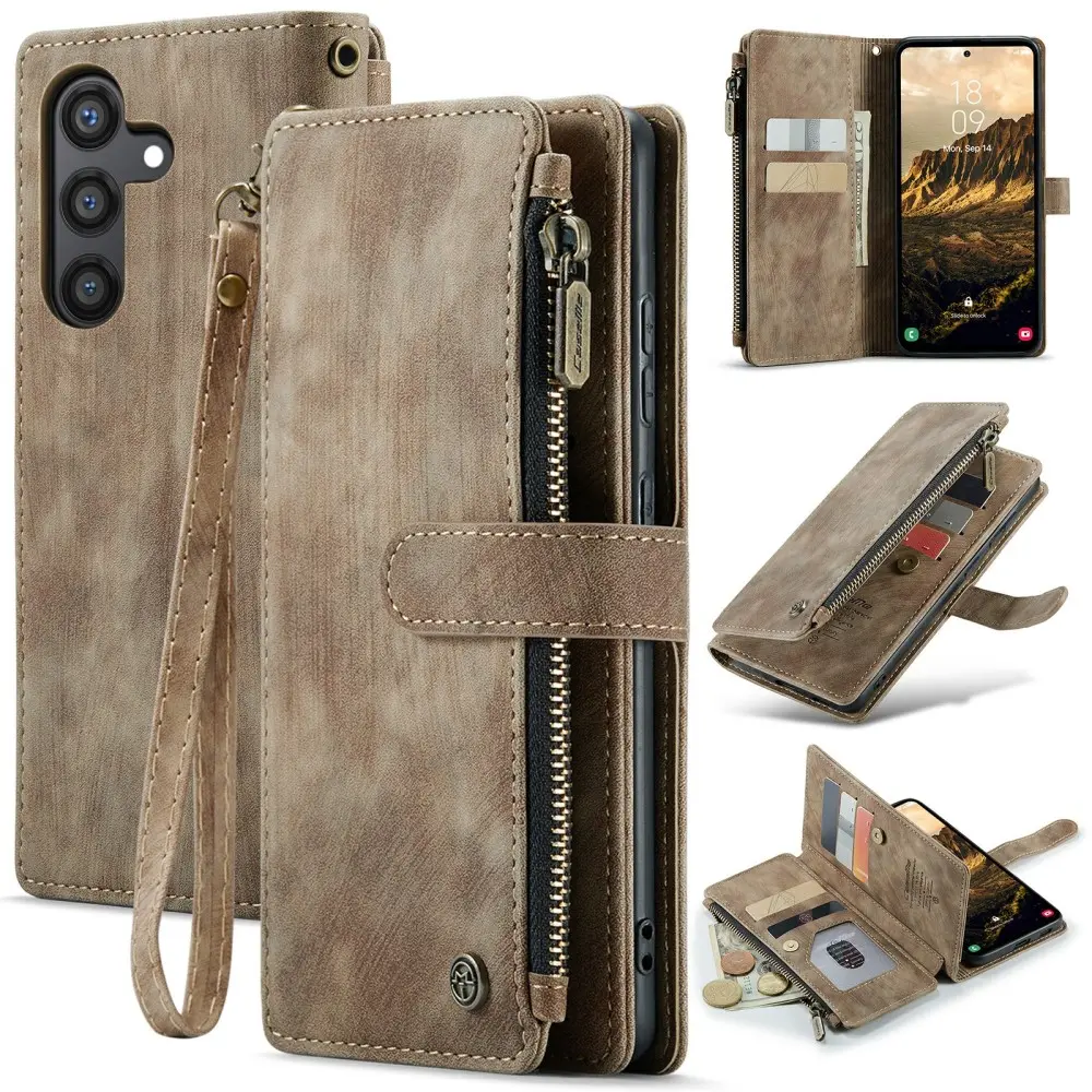 Zipper Wallet Samsung Galaxy S24 Ruskea