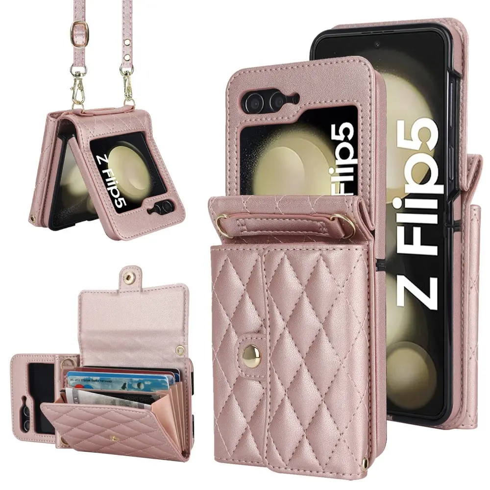 Quilted RFID blocking Pung Taske Samsung Galaxy Z Flip 5 Rose guld