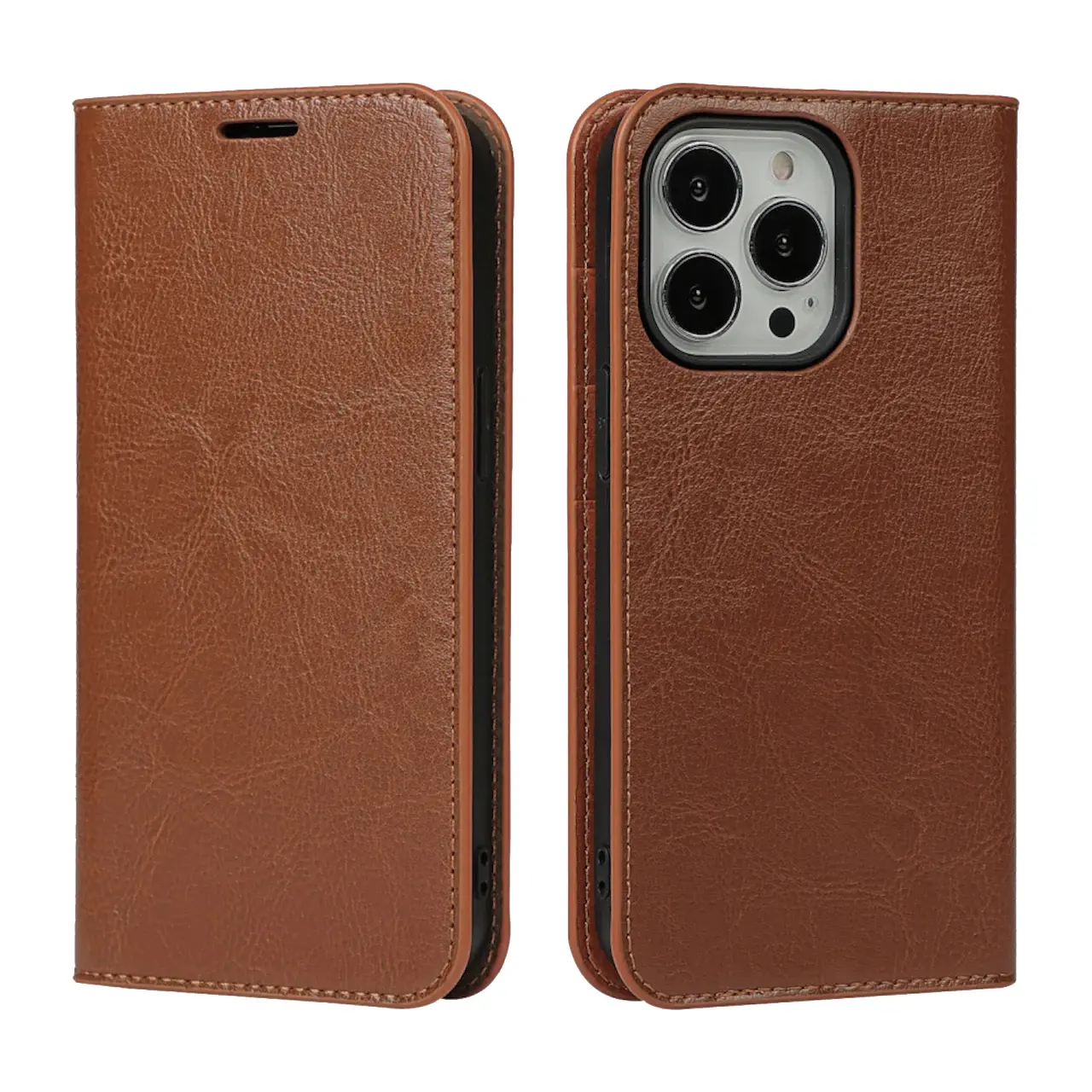 Mobiltaske Ægte Læder iPhone 13 Pro Brun