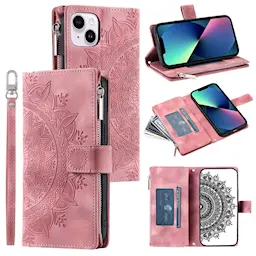 Plånboksväska iPhone 13 Mini Mandala rosa
