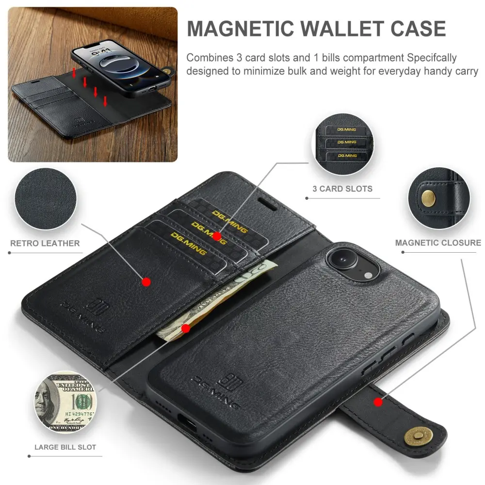 Magnet Wallet iPhone 16e Black