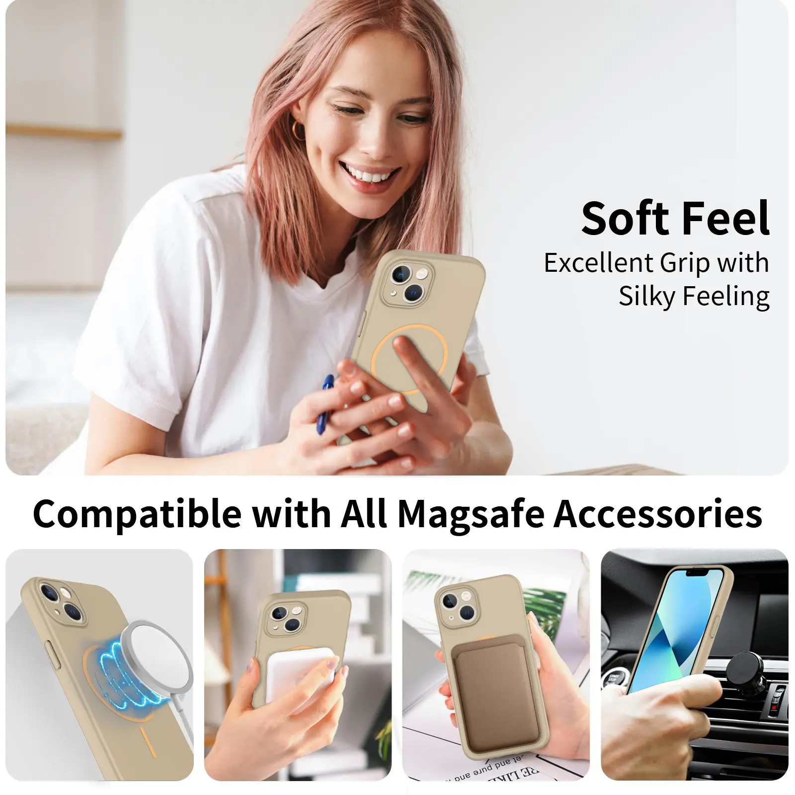 MagSafe-skal SoftArmor iPhone 14 Taupe