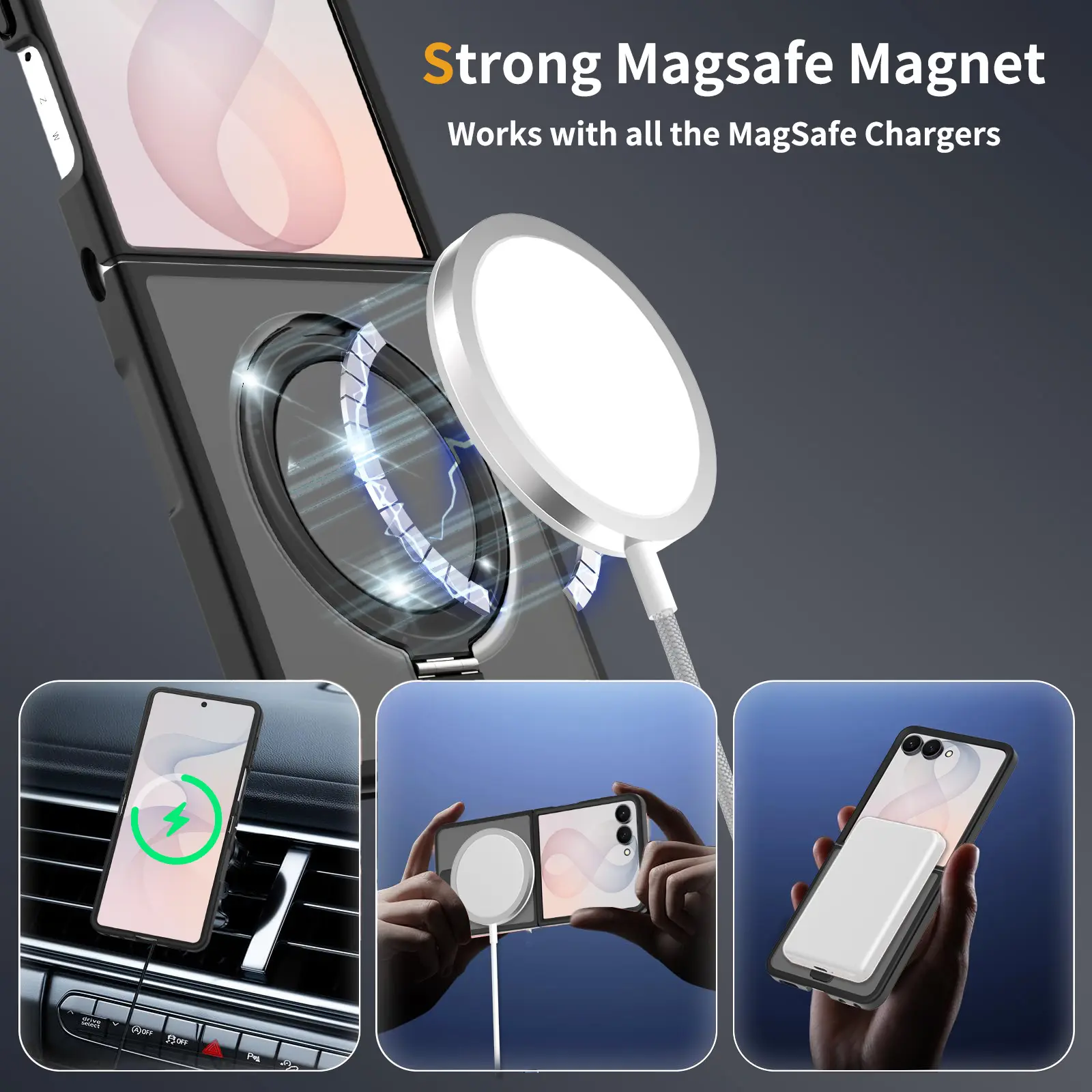 Hybridskal Magnetic Ring Samsung Galaxy Z Flip 8 Svart
