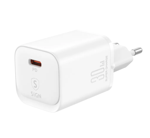 SiGN Hurtiglader USB-C PD 30W Hvit