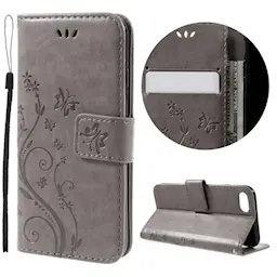 iPhone SE 2022 Suojakotelo perhoskuviolla, Harmaa