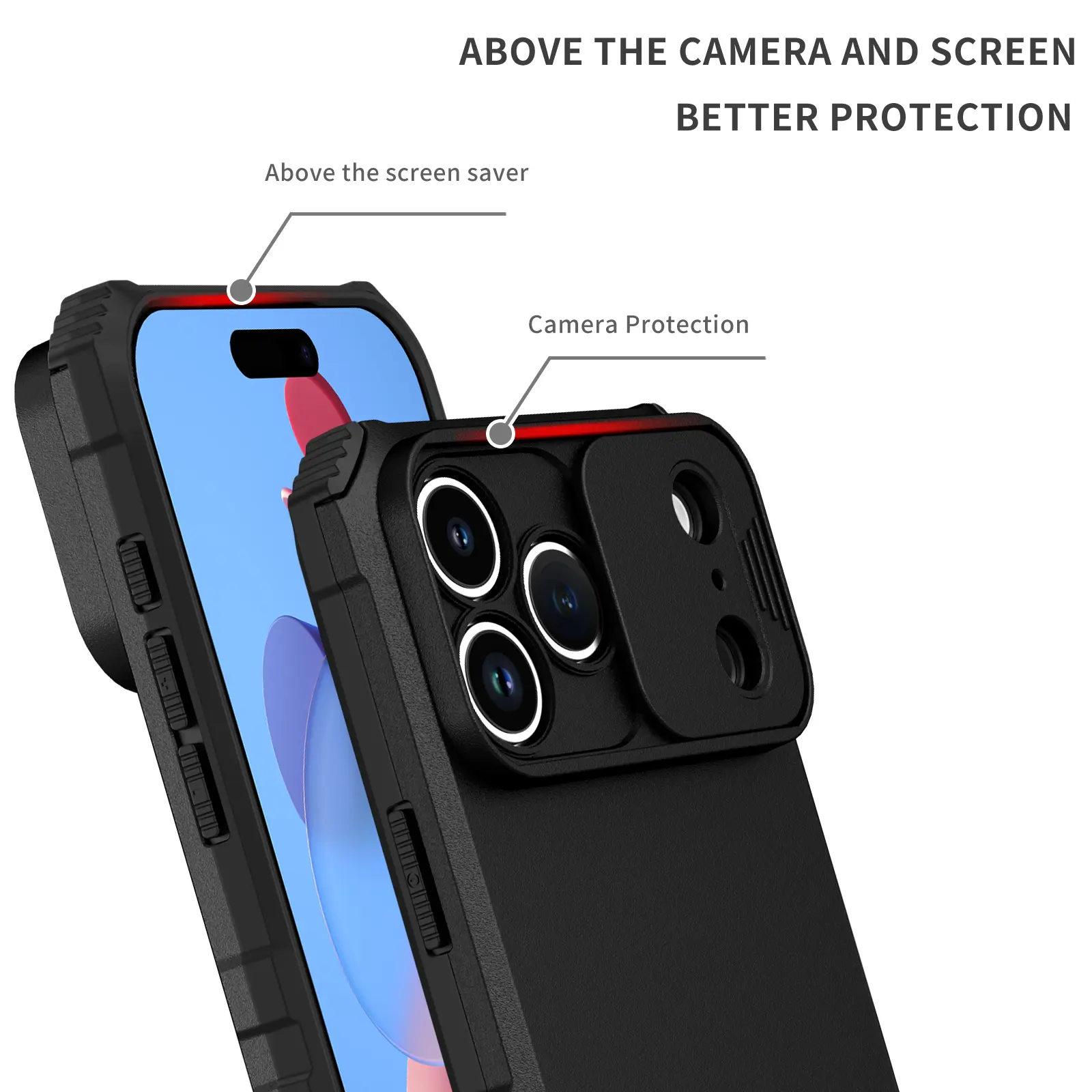 iPhone 18 Pro Max Kickstand Skal Kameraskydd Svart