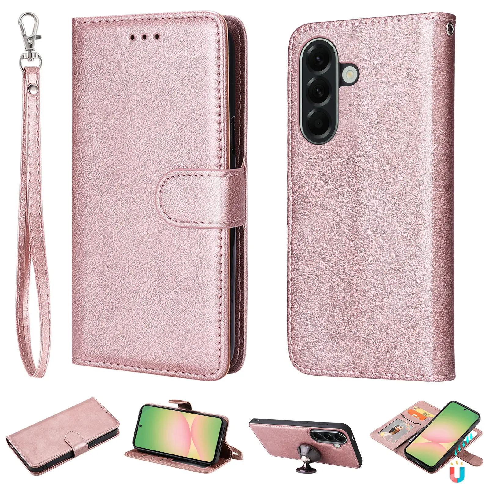 Magnetisk Wallet Samsung Galaxy A57 Lyserød