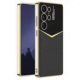 Samsung Galaxy S25 Ultra Elegant Leather Hybrid Case Carbon Fiber Black