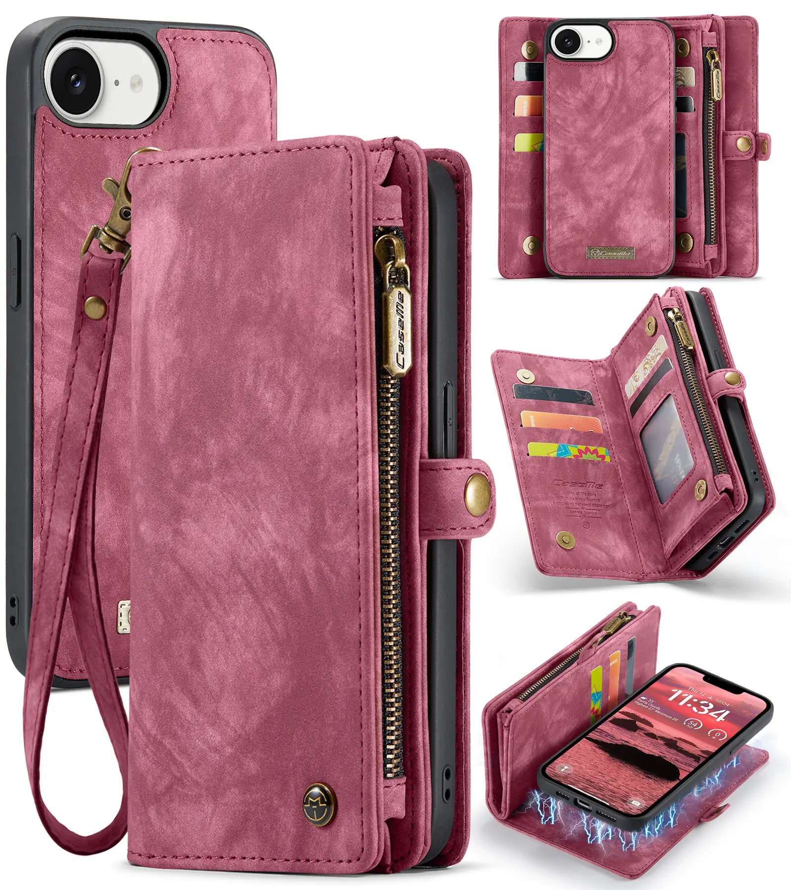 Multi-slot Mobiltaske iPhone 17e Rød