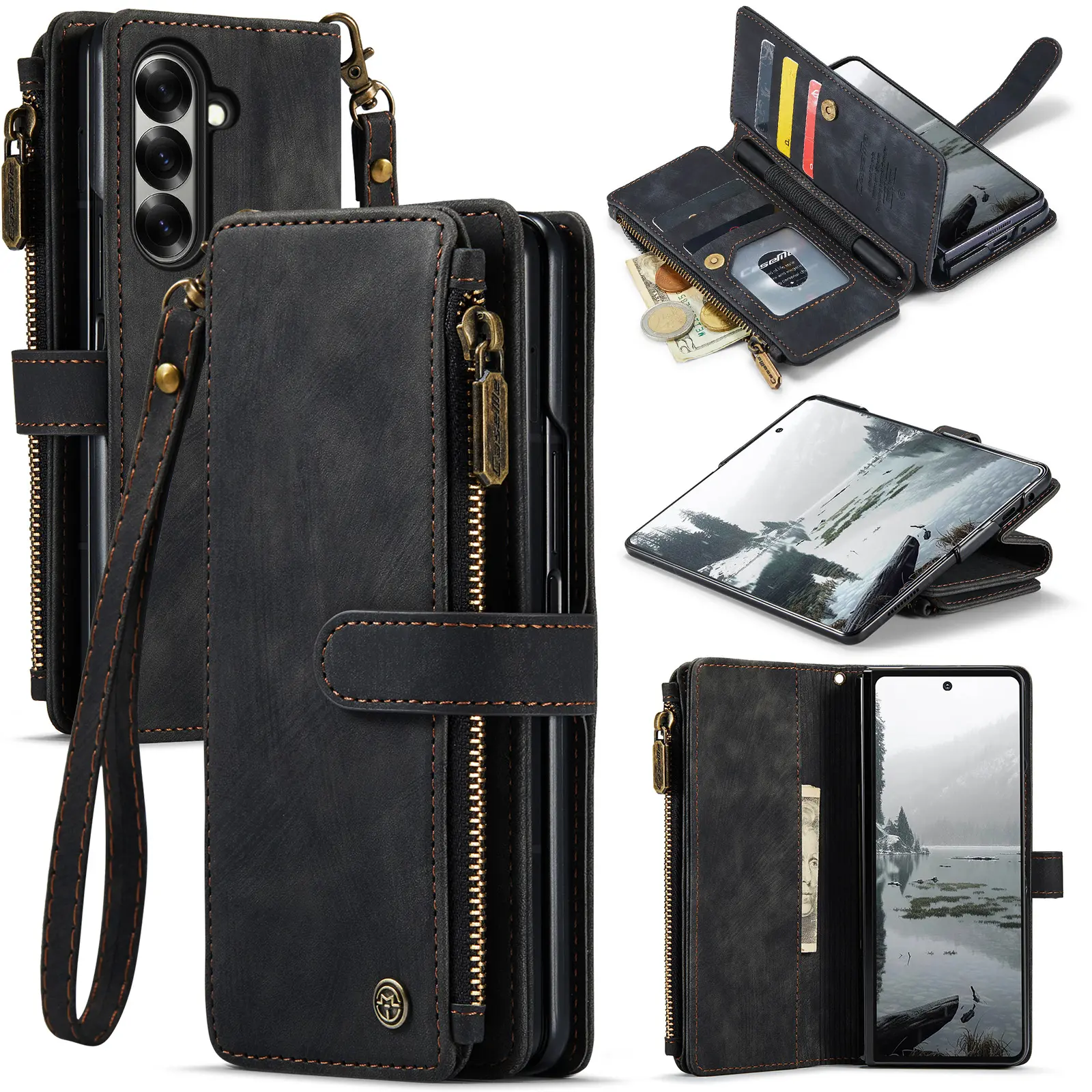 Zipper Wallet Samsung Galaxy Z Fold 8 musta