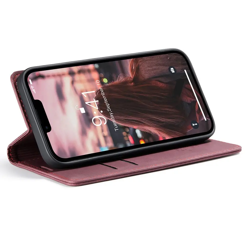 Slim Plånboksfodral iPhone 15 Pro Röd