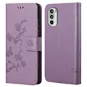 Læderetui Sommerfugle Motorola Moto E32 Lilla