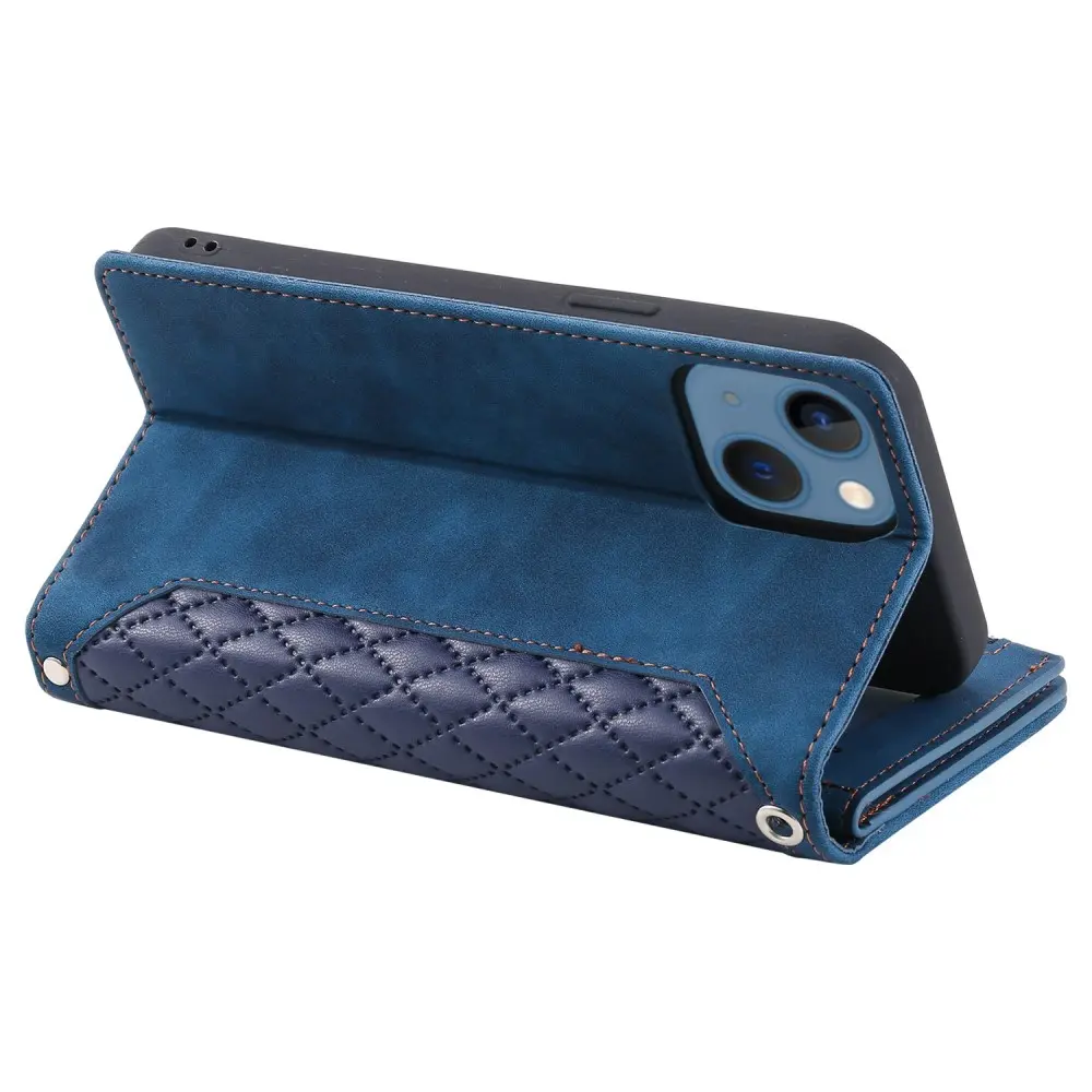 Plånboksväska iPhone 13 Quilted Blå
