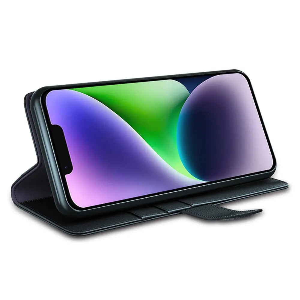 Äkta Läderfodral iPhone 15 Svart