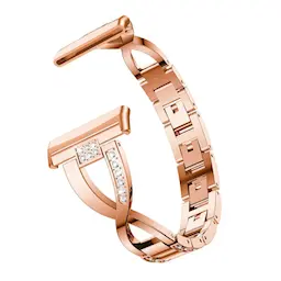 Fitbit Versa 4 Smalt länkarmband med glittrande stenar, Roséguld