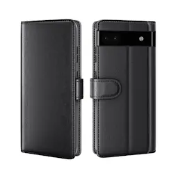 Google Pixel 6a Lommeboketui i ekte skinn, Svart