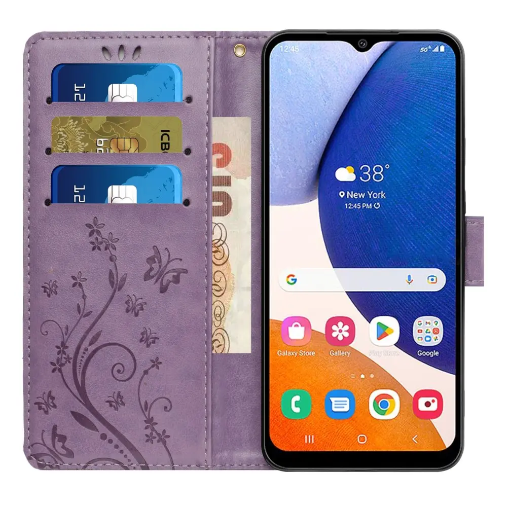 Läderfodral Fjärilar Samsung Galaxy A54 Lila