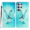 Mobiltaske Samsung Galaxy S25 Ultra blå sommerfugle
