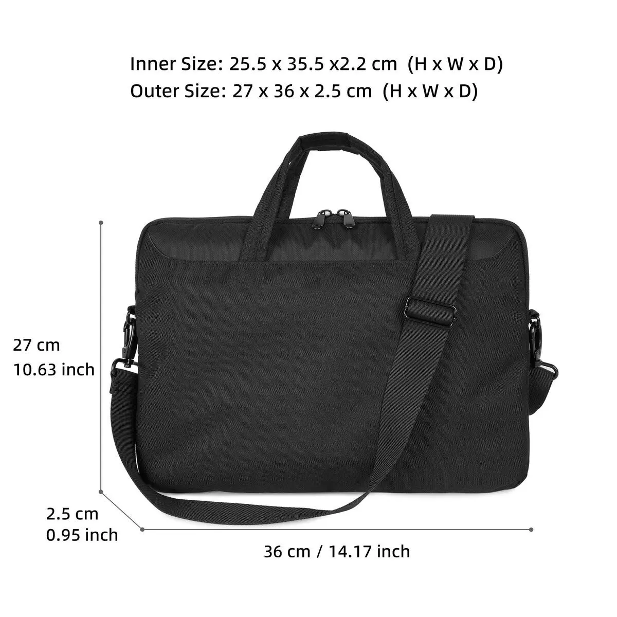 Vadderat Datorfodral med axelrem 14" Svart