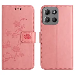 Motorola Moto G67 Mobiletui med sommerfugler, Rosa