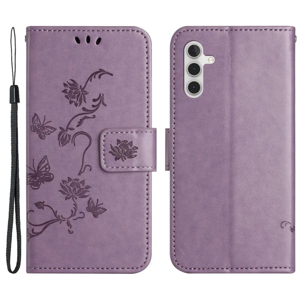 Läderfodral Fjärilar Samsung Galaxy S25 Lila