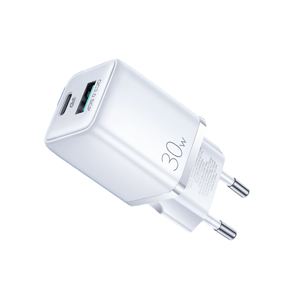 SiGN Mini Hurtiglader USB-C & USB-A, PD & QC 3.0 30W, Hvit