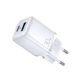 Mini Pikalaturi USB-C & USB-A, PD & QC 3.0 30W Valkoinen