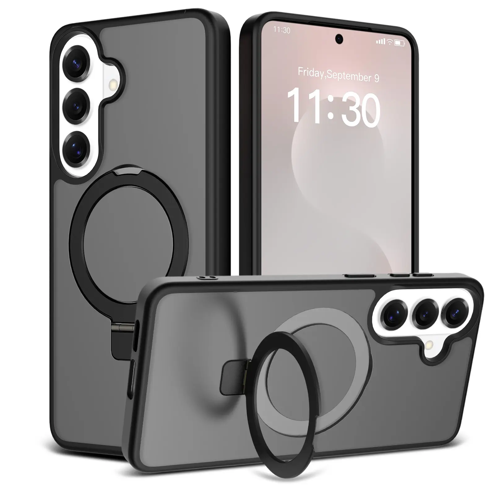 Samsung Galaxy S26 Plus Magnetic hybridcover med stativfunktion, Sort